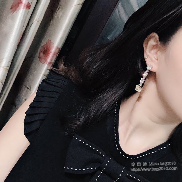 Tiffany飾品 蒂芙尼女士專櫃爆款高級珠寶流蘇方形黃鑽耳釘耳環  zgt1740